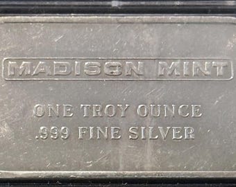 TIER 2 RARITY <1000 Made • Madison Mint Silver Art Bar, Blank Reverse • 1 oz Fine Silver in Capsule • Vintage ENGELHARD Minted Ingot