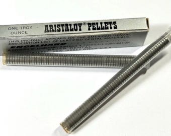 ENGELHARD Aristaloy Silver Pellets • 1 Troy Ounces in Original Vintage 1960’s Baker Dental Box