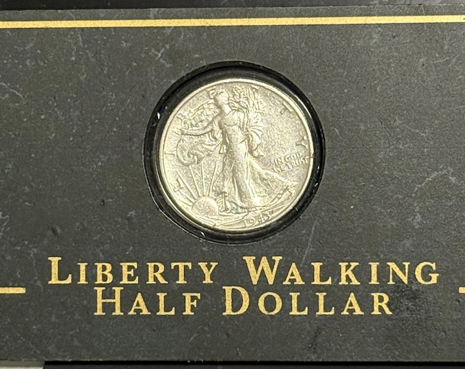 1943 S Walking Liberty Half Dollar 50c • 90% Pure Silver Type Coin • Vintage Display Capsule • San Francisco Mint