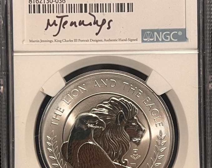 Lion and Eagle Liberty Bell Privy Silver Coin • Mercanti Designed • Jennings Signed Label #238 • 2024 Great Britain • NGC Reverse Proof PF70