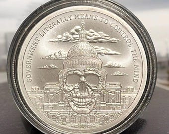 2019 Silver Shield, Monumental Truth Series Government Mind Control • 2 oz Fine Silver Round in Capsule + Box COA • Limited Mintage #259/666