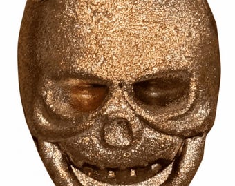 Hand Poured Copper Skull Shaped Art Bar • 46 Grams Pure Copper (.999 Fine) • Pan Metals Group