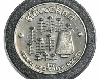 ENGELHARD TIER 2 RARITY <1000 Made • 1977 Stevcoknit Stevcowovens Cotton & Spool Logo Silver Round • 1 oz Pure Silver in Capsule (.999 Fine)