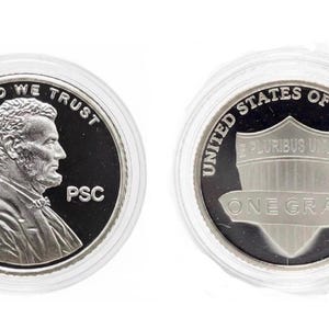 SET OF 2 Lincoln Shield Penny Miniature Tribute Round, 15mm • 1 Gram Fine Silver (99.9% Pure) in Premium Capsule