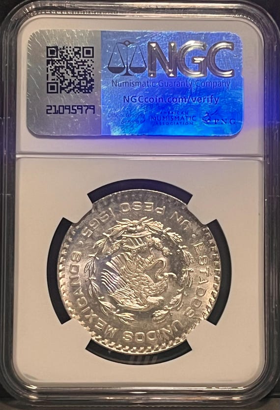 1円スタート PCGS MS65 1965年 メキシコ 1ペソ 銀貨 アンティーク