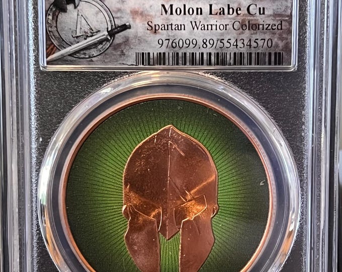 2025 Spartan Warrior Molon Labe “Come and Take Them” • 1 oz Pure Copper Round (.999 Fine) • Graded PCGS Gem BU Brilliant Uncirculated
