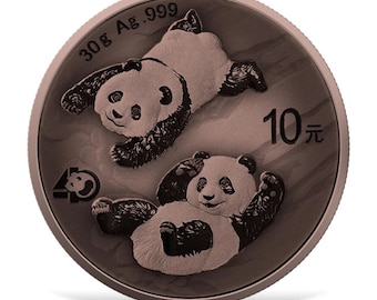 2022 China Panda • 30g Pure Silver (.999 Fine) in Protective Capsule • Antique Copper Plated Series • Limited Mintage #95/200