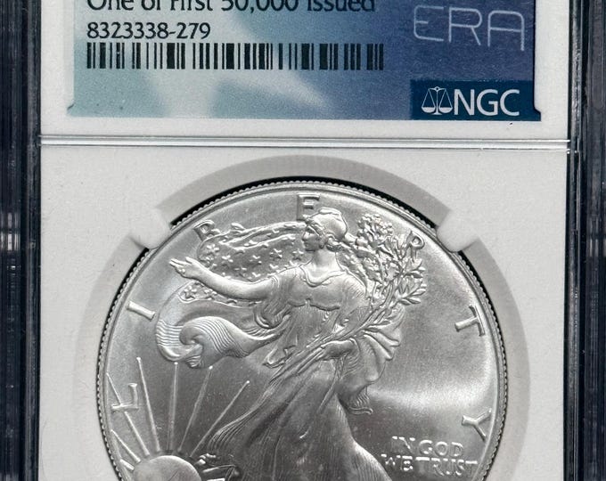 2024 P American Silver Eagle • First Star Privy Release • 8ERA Nice Gang Game Label • One of First 50,000 • Graded NGC MS70 • *MILK SPOTS*