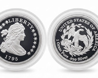 SET OF 2 Draped Bust (1795) Silver Rounds, 15mm • 1 Gram Pure Silver (.999 Fine) in Premium Capsule