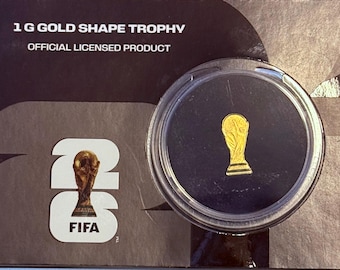 2026 FIFA World Cup Soccer 1g Pure Gold Trophy Shaped Coin • 1 Gram .9999 Fine Gold in Capsule with Assay Card • Solomon Islands 10 Dollars