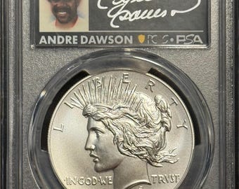 2024 Silver Peace Dollar • Chicago Cubs Andre Dawson Signed PSA First Strike Label • Graded PCGS MS70 • Rare, Total Population of 6