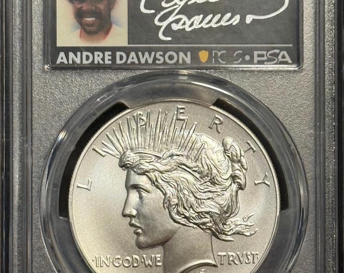 2024 Silver Peace Dollar • Chicago Cubs Andre Dawson Signed PSA First Strike Label • Graded PCGS MS70 • Rare, Total Population of 6