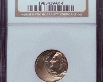 Roosevelt Dime MINT ERROR, Struck Off Center • Graded NGC MS65