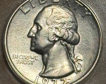 1932 D Washington Quarter • KEY DATE • Denver Mint, 90% Fine Silver Coin • Ungraded AU (About Uncirculated)