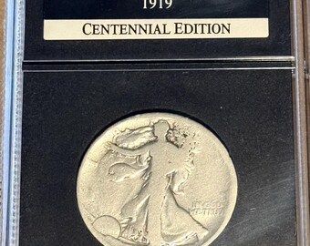 1919 D Walking Liberty Half Dollar • KEY DATE • PCS Centennial Edition Black Core Holder • Ungraded G (Good)