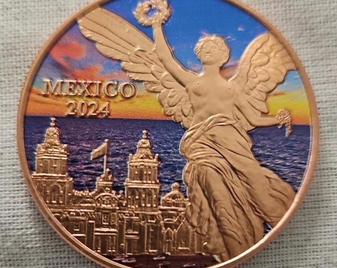2024 Mexico Libertad Colorized Tribute Coin • 1 oz Fine Copper Round (99.9% Pure)