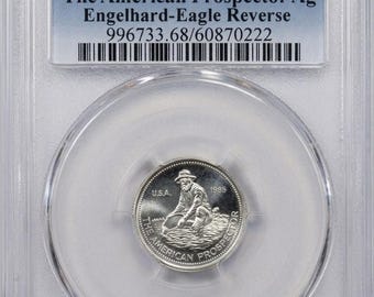 1985 American Prospector 1/10 oz Silver Round, Eagle Reverse • Vintage Englehard Fractional Silver Round • Graded PCGS MS68