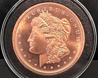 Morgan Dollar Design Copper Tribute Coin • 1 oz Pure Copper Round (.999 Fine) in Premium Protective Airtight Capsule • Golden State Mint