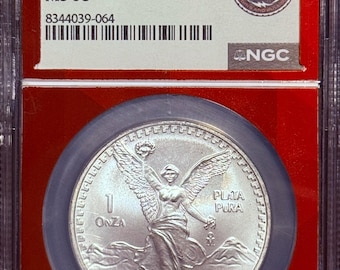 1995 MO Mexico 1 Onza Libertad • Better Date • 1 oz Fine Silver (99.9% Pure) • EDC Red Core Label • Graded NGC MS68