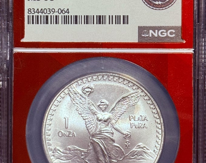 1993 MO Mexico 1 Onza Libertad • Better Date • 1 oz Fine Silver (99.9% Pure) • EDC Red Core Label • Graded NGC MS69