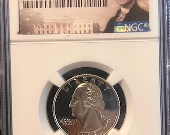 1998 S Washington Silver Quarter 25c • 90% Silver Proof Coin • George Washington Portrait Slab Label • Graded NGC PF70 Ultra Cameo