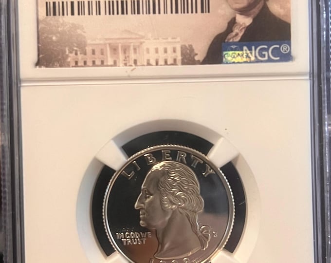 1998 S Washington Silver Quarter 25c • 90% Silver Proof Coin • George Washington Portrait Slab Label • Graded NGC PF70 Ultra Cameo