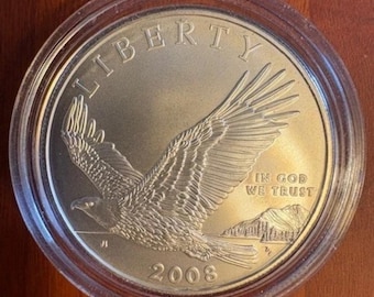 2008 Bald Eagle Silver Dollar • US Mint Commemorative Coin • Brilliant Uncirculated BU • 90% Fine Silver Dollar • Collectible in Capsule