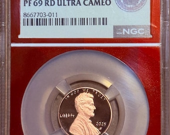 2025 S Proof Lincoln Cent Shield Penny • Advanced Releases Label • Last Year of Production • Graded NGC PF69 RD (Red) Ultra Cameo