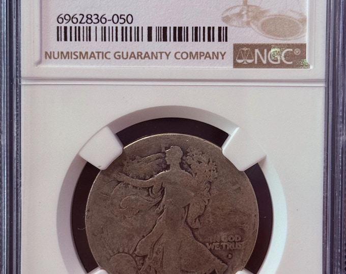 1916 D Walking Liberty Half Dollar 50c • KEY DATE •  Denver Mint • 90% Silver Type Coin (.90 Fine) • Graded About Good NGC AG3