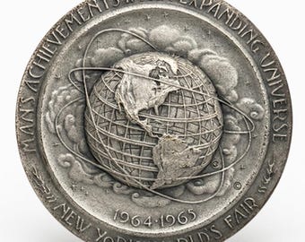1964 New York World’s Fair Unisphere Commemorative Silver Medal + Original Gift Box • 2.04 oz Pure Silver (.999 Fine) • Mintage #4112