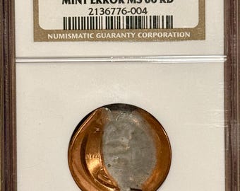 Lincoln Memorial Penny • Mint Error, Broadstruck with Obverse Indent • Graded NGC MS66 RD (Red)