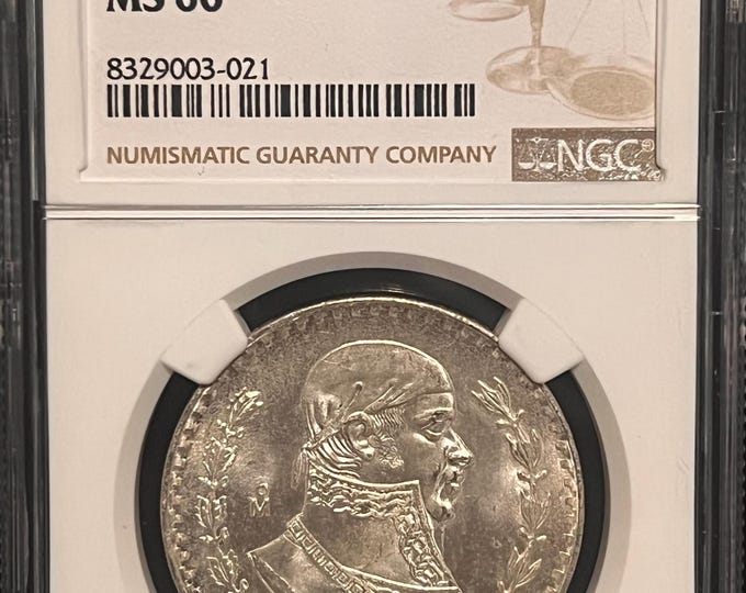1965 MO Mexico Un 1 Peso • Mexico City Mint • 10% Pure Silver Uncirculated Coin • Graded Mint State NGC MS66