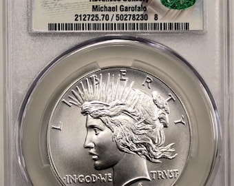 2023 P Peace Dollar • Philadelphia Mint • Advanced Delivery, Garofalo Signed Label • Graded CAC MS70