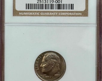 1999 D Roosevelt Dime • Mint Error, Broadstruck • Graded NGC AU58 FT (Full Torch)