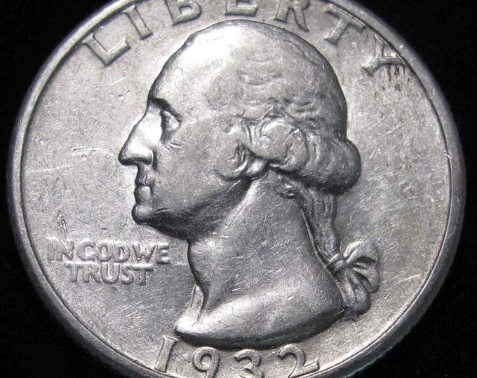 1932 S Washington Quarter • KEY DATE • 90% Fine Silver Type Coin • San Francisco Mint • Ungraded Vf/Xf Condition