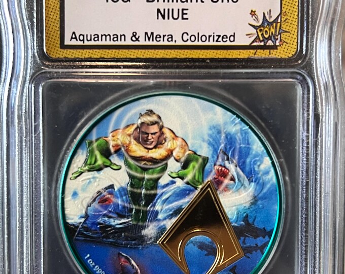 DC Comics Aquaman Mera Shark Bait Edition • Colorized 1 oz Fine Silver Round • 2022 Niue • ICG Brilliant Uncirculated • Total Pop of 100