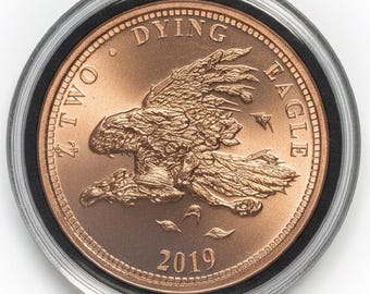 2019 Zombucks Two Dying Eagle, Zombie Flying Eagle • 1 oz Pure Copper Round in Capsule (.999 Fine)