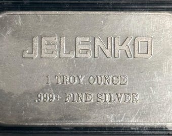 TIER 2 RARITY <1500 Made • Jelenko Dental Silver Art Bar • 1 oz Pure Silver in Capsule (.999 Fine) • Vintage ENGELHARD Minted Ingot