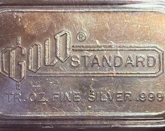 TIER 2 RARITY <2000 Made • Gold Standard Silver Bar • Series 2 Blank Reverse • 1 oz Fine Silver (.999) in Capsule • ENGELHARD Minted Ingot