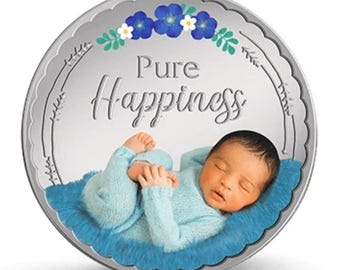 PAMP MMTC Pure Happiness 20g Silver Colorized Round • Newborn Baby Boy Gift Box, Blue • 20 Grams Pure (.9999 Fine) • Fractional Silver Coin