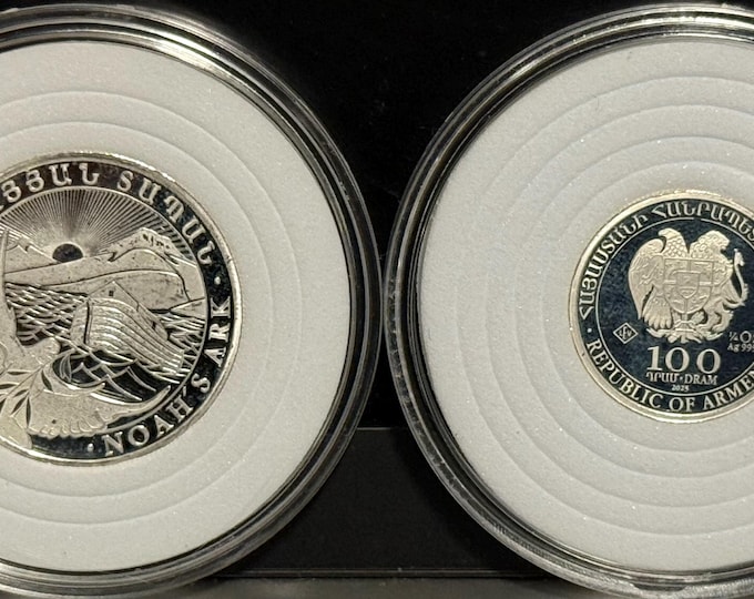 Geiger Noah’s Ark 2 Coin Silver Set in Capsules • 2025 Armenia 200 Drams 1/2oz Silver + 100 Drams 1/4oz Silver • 0.75oz Total (.999 Fine)