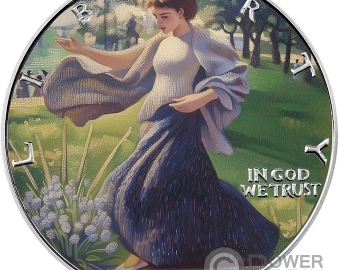 POINTILLISM • 2025 Colorized Silver Eagle Walking Liberty Art Coin • Georges Seurat Painting • 1 oz Fine Silver Dollar • Limited #011/100