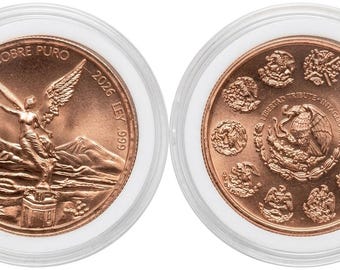 Lot de 2 Libertads en cuivre, 2026 menthe taille-douce • Rondes en cuivre pur de 1 oz (0,999 fin) en gélules
