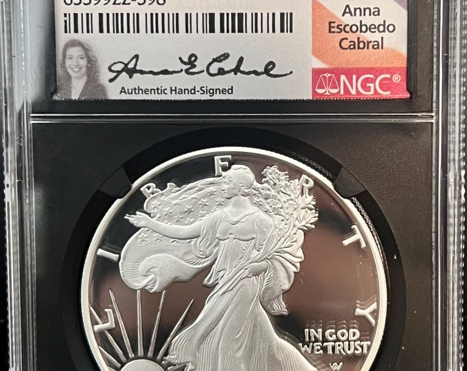 2021 W Burnished Silver Eagle Landing T-2 Type 2 Proof • VERY RARE Anna Cabral Signed Label • NGC PF70 Ultra Cameo • Total Population of 24