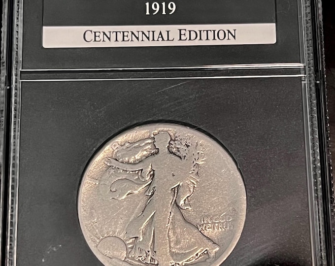 1919 D Walking Liberty Half Dollar 50c • Denver Mint • .90 Fine Silver Coin • PCS Stamps & Coins Centennial Edition Guaranteed Genuine Slab