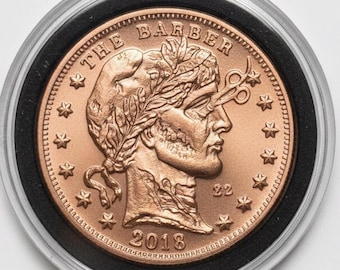 2018 Zombucks The Barber, Zombie Lady Liberty • 1 oz Pure Copper Round in Capsule (.999 Fine)