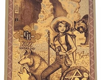 2022 Wyoming 50 GOLDBACKS (non-Alpha) • First Year of Issue • 1/20 oz Fine Gold Note, 24K • Mint Condition in Currency Sleeve