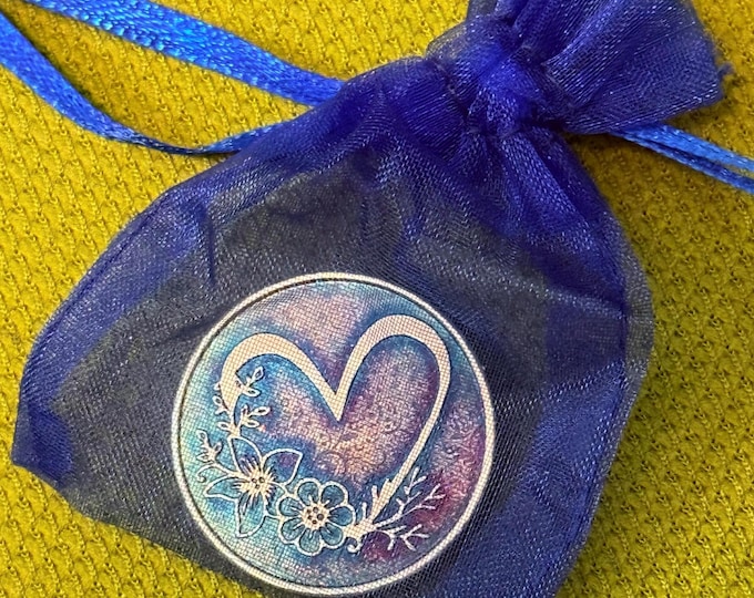 Flowering Heart 1/2 oz Fine Silver Round with Rare Earth Magnet and Keepsake Gift Bag • 0.5 oz Fractional Silver (99.9% Pure)