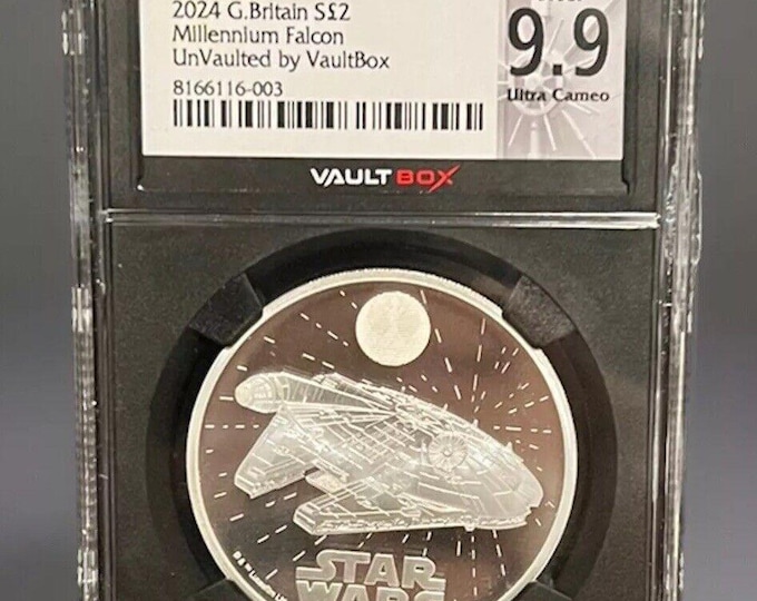 2024 Great Britain, Star Wars Millennium Falcon, 1 oz Pure Silver Coin (.999 Fine), Graded NGCX Proof 9.9 (PF69) UCAM Ultra Cameo