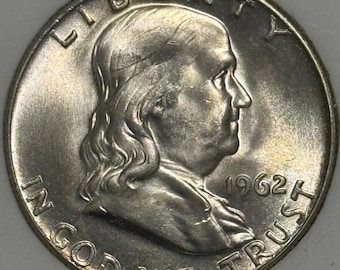 1962 D Franklin Silver Half Dollar in Air-Tite Capsule • Ungraded MS (Mint State)